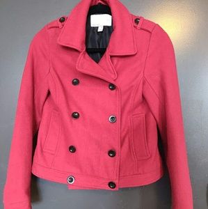Red short winter coat
